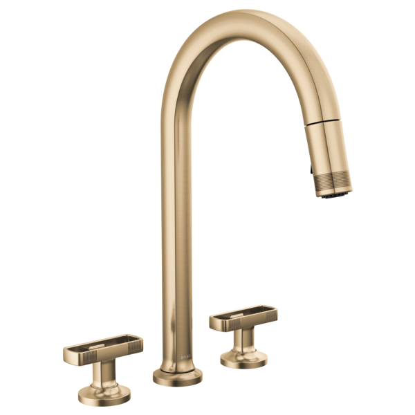 BRIZO 62506LF Widespread Pull-Down Faucet with Arc Spout - Knob Handles