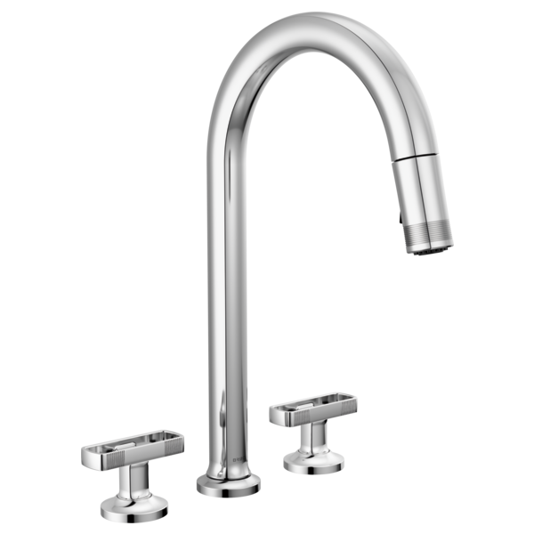 BRIZO 62506LF Widespread Pull-Down Faucet with Arc Spout - Knob Handles