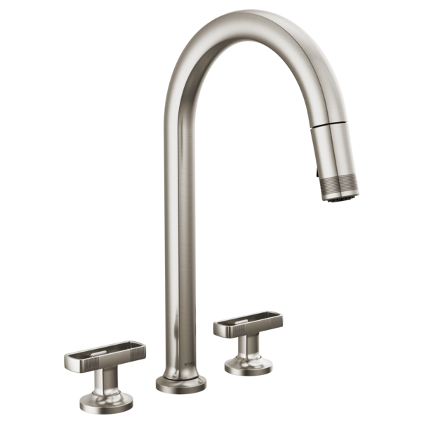 BRIZO 62506LF Widespread Pull-Down Faucet with Arc Spout - Knob Handles