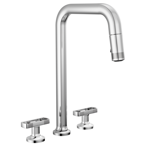 BRIZO 62507LF Widespread Pull-Down Faucet with Square Spout - Knob Handles