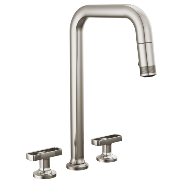 BRIZO 62507LF Widespread Pull-Down Faucet with Square Spout - Knob Handles