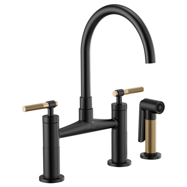 BRIZO LITZE 62543LF Bridge Faucet with Arc Spout and Knurled Handle