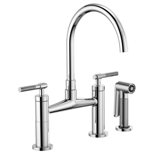 BRIZO LITZE 62543LF Bridge Faucet with Arc Spout and Knurled Handle