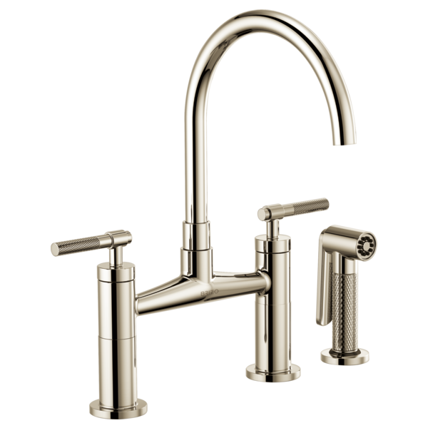 BRIZO LITZE 62543LF Bridge Faucet with Arc Spout and Knurled Handle