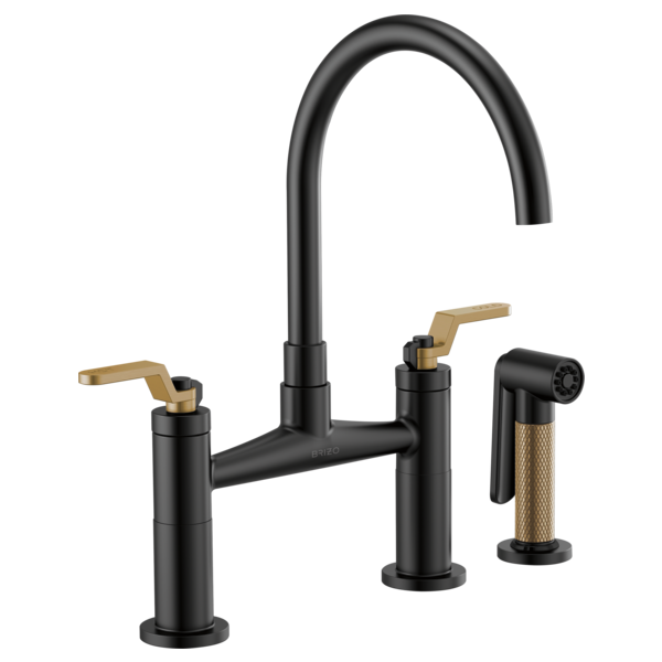 BRIZO LITZE 62544LF Bridge Faucet with Arc Spout and Industrial Handle