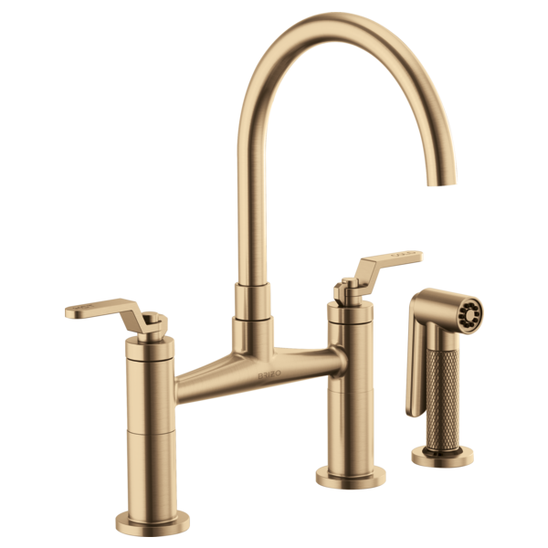 BRIZO LITZE 62544LF Bridge Faucet with Arc Spout and Industrial Handle