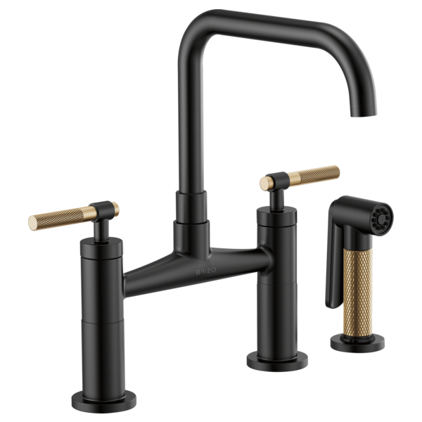 BRIZO LITZE 62553LF Bridge Faucet with Square Spout and Knurled Handle