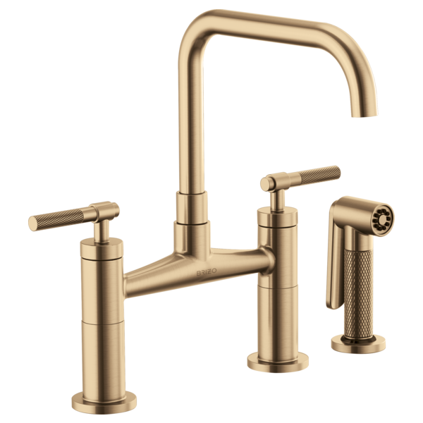 BRIZO LITZE 62553LF Bridge Faucet with Square Spout and Knurled Handle