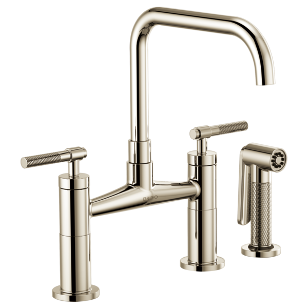 BRIZO LITZE 62553LF Bridge Faucet with Square Spout and Knurled Handle