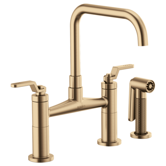 BRIZO LITZE 62554LF Bridge Faucet with Square Spout and Industrial Handle