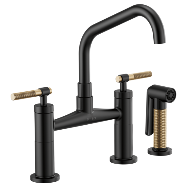 BRIZO LITZE 62563LF Bridge Faucet with Angled Spout and Knurled Handle