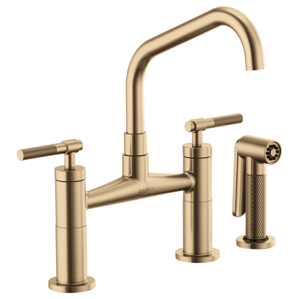 BRIZO LITZE 62563LF Bridge Faucet with Angled Spout and Knurled Handle