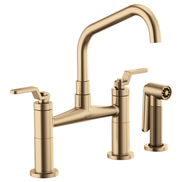 BRIZO LITZE 62564LF Bridge Faucet with Angled Spout and Industrial Handle