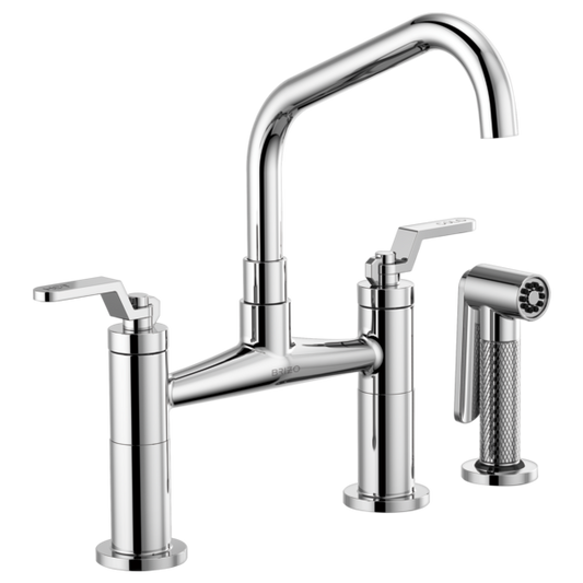 BRIZO LITZE 62564LF Bridge Faucet with Angled Spout and Industrial Handle