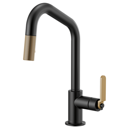 BRIZO LITZE 63064LF Pull-Down Faucet with Angled Spout and Industrial Handle