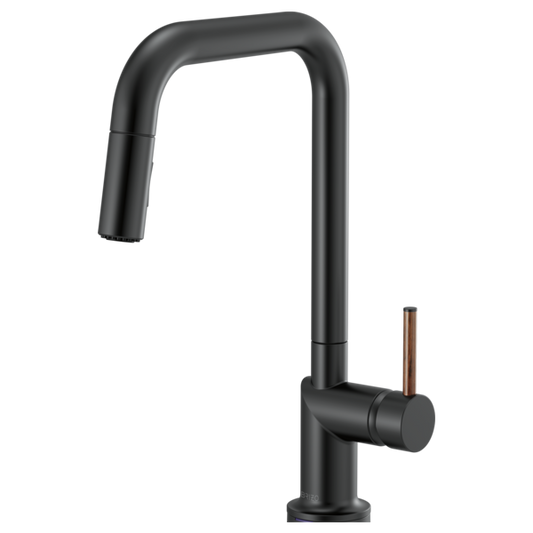 BRIZO 63065LF Pull-Down Faucet with Square Spout - Wood Lever Handle