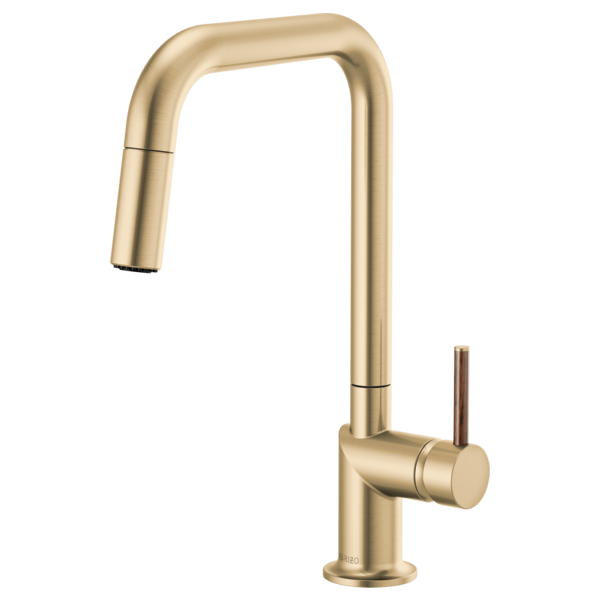 BRIZO 63065LF Pull-Down Faucet with Square Spout - Wood Lever Handle