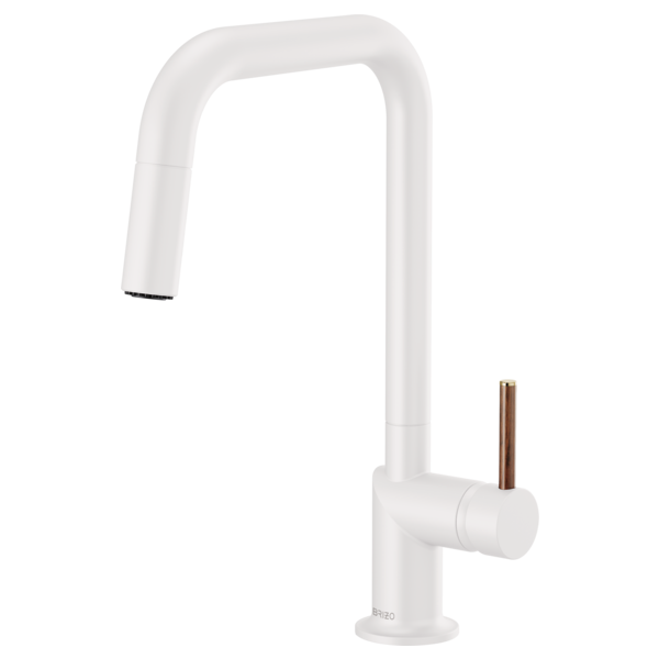 BRIZO 63065LF Pull-Down Faucet with Square Spout - Wood Lever Handle