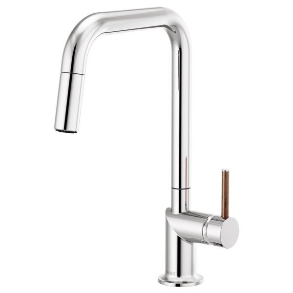 BRIZO 63065LF Pull-Down Faucet with Square Spout - Wood Lever Handle