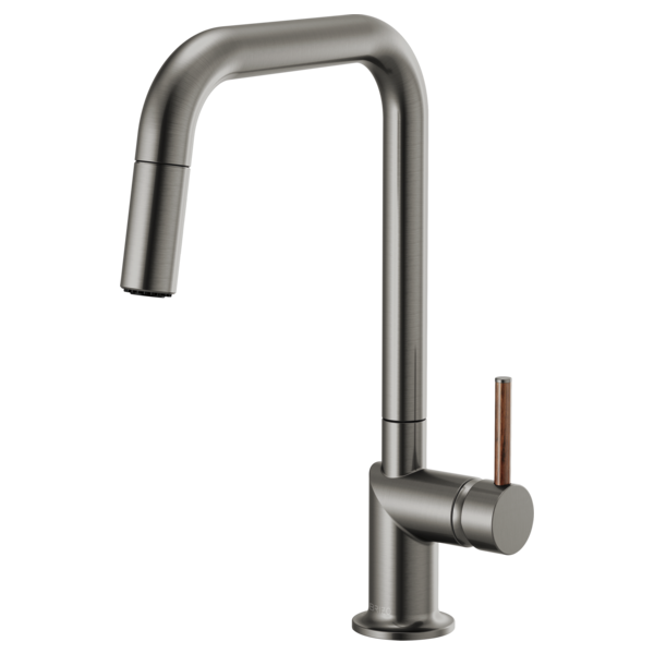 BRIZO 63065LF Pull-Down Faucet with Square Spout - Wood Lever Handle