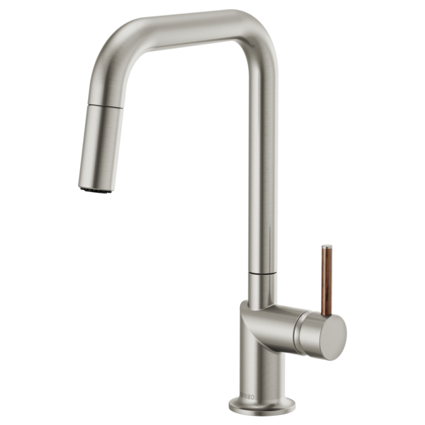 BRIZO 63065LF Pull-Down Faucet with Square Spout - Wood Lever Handle