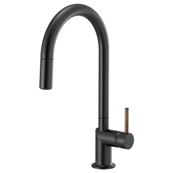 BRIZO 63075LF Pull-Down Faucet with Arc Spout - Wood Lever Handle