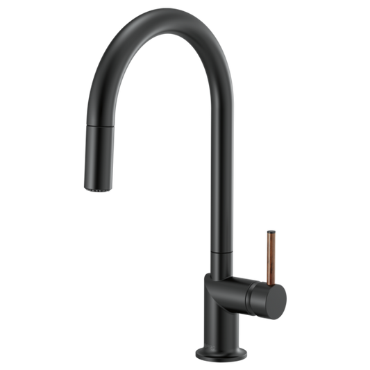 BRIZO 63075LF Pull-Down Faucet with Arc Spout - Wood Lever Handle