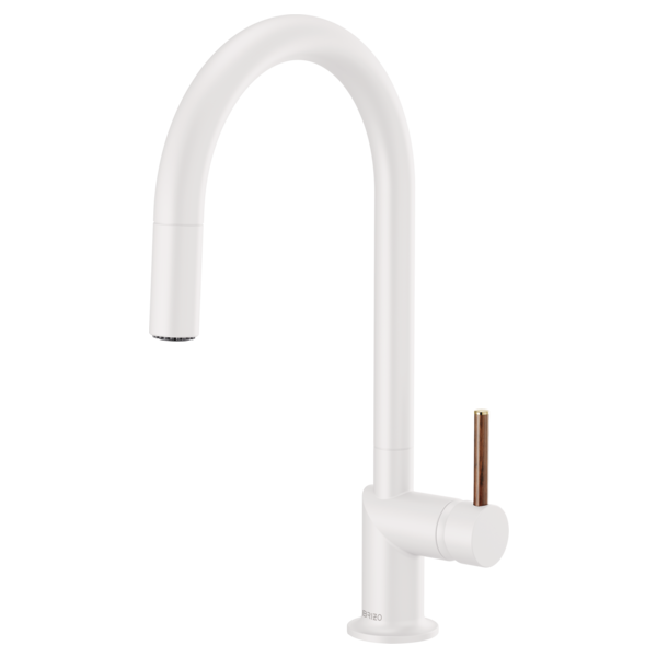 BRIZO 63075LF Pull-Down Faucet with Arc Spout - Wood Lever Handle