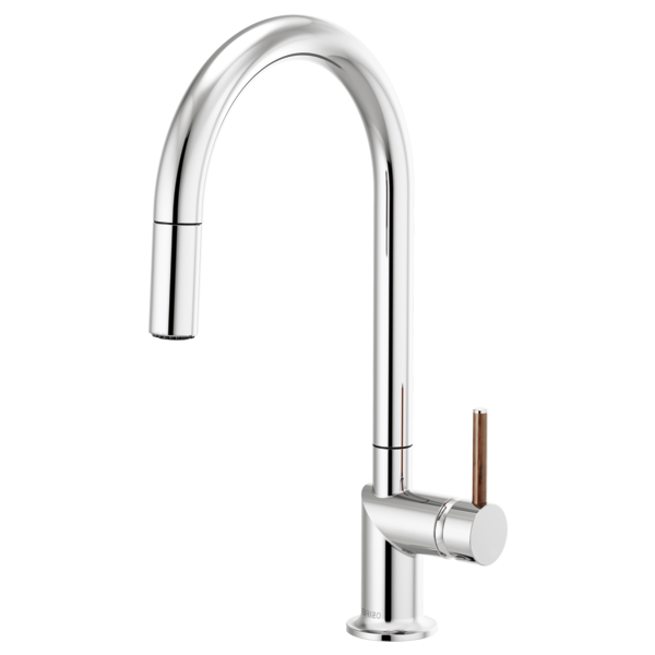 BRIZO 63075LF Pull-Down Faucet with Arc Spout - Wood Lever Handle