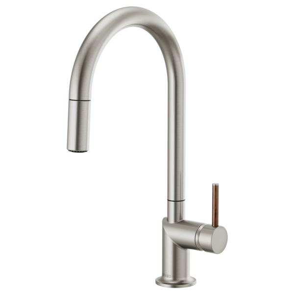 BRIZO 63075LF Pull-Down Faucet with Arc Spout - Wood Lever Handle