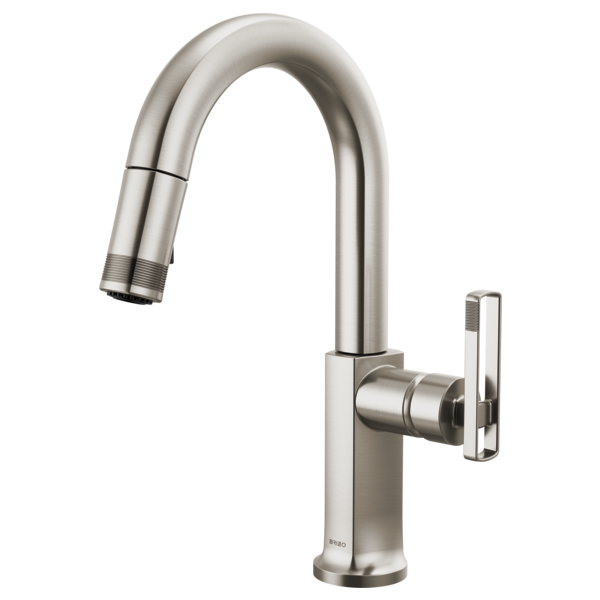 BRIZO 63906LF Pull-Down Prep Faucet with Arc Spout - Knob Handle