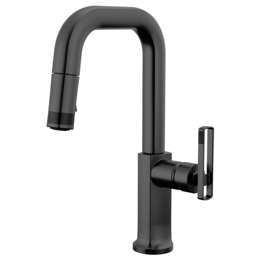 BRIZO 63907LF Pull-Down Prep Faucet with Square Spout - Knob Handle