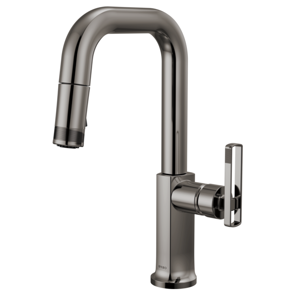 BRIZO 63907LF Pull-Down Prep Faucet with Square Spout - Knob Handle