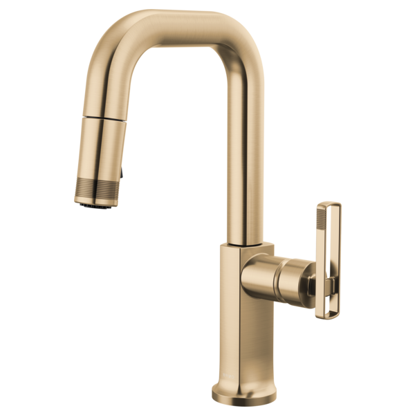 BRIZO 63907LF Pull-Down Prep Faucet with Square Spout - Knob Handle