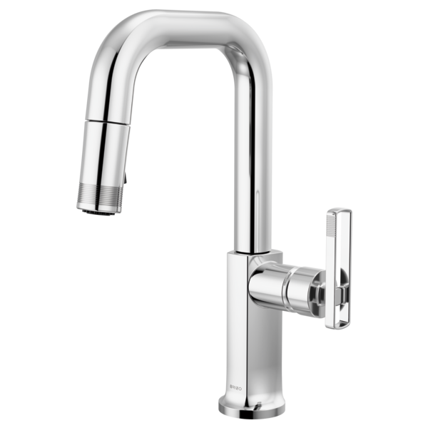 BRIZO 63907LF Pull-Down Prep Faucet with Square Spout - Knob Handle