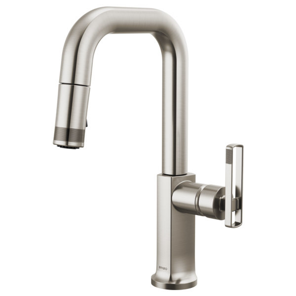 BRIZO 63907LF Pull-Down Prep Faucet with Square Spout - Knob Handle