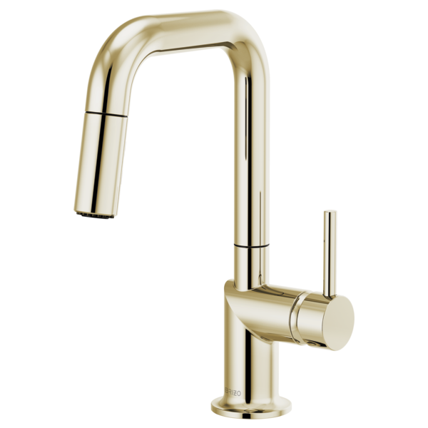 BRIZO 63965LF Pull-Down Prep Faucet with Square Spout - Metal Lever Handle