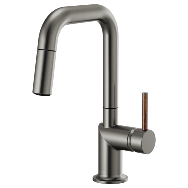 BRIZO 63965LF Pull-Down Prep Faucet with Square Spout - Wood Lever Handle