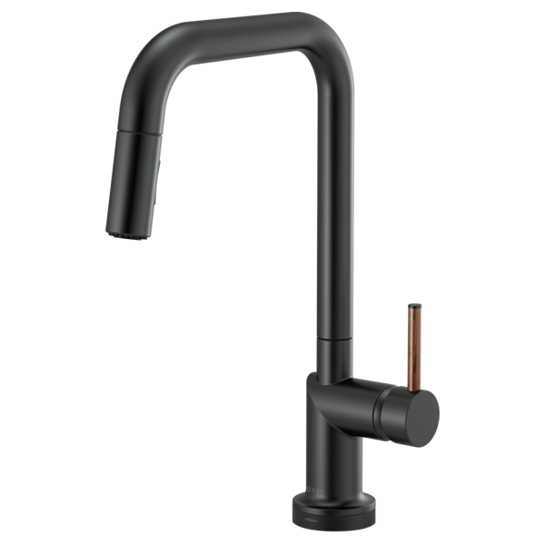 BRIZO 64065LF SmartTouch Pull-Down Kitchen Faucet with Square Spout - Wood Lever Handle