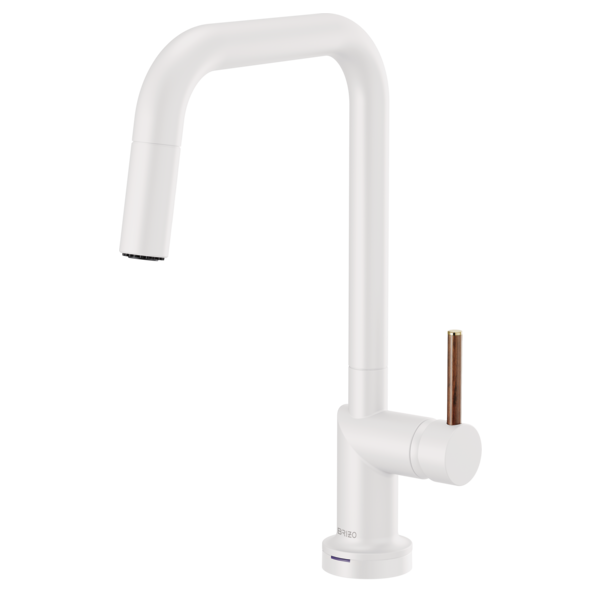 BRIZO 64065LF SmartTouch Pull-Down Kitchen Faucet with Square Spout - Wood Lever Handle