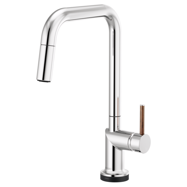 BRIZO 64065LF SmartTouch Pull-Down Kitchen Faucet with Square Spout - Wood Lever Handle