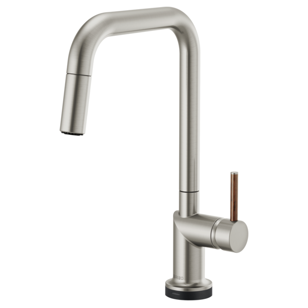 BRIZO 64065LF SmartTouch Pull-Down Kitchen Faucet with Square Spout - Wood Lever Handle