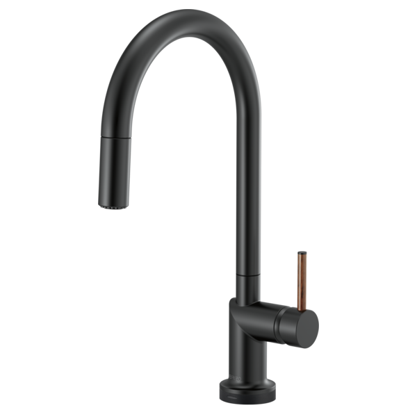 BRIZO 64075LF SmartTouch Pull-Down Kitchen Faucet with Arc Spout - Wood Lever Handle