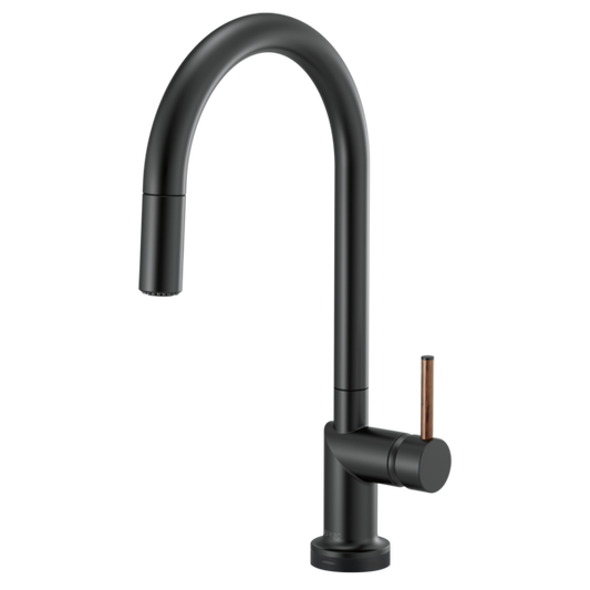 BRIZO 64075LF SmartTouch Pull-Down Kitchen Faucet with Arc Spout - Wood Lever Handle