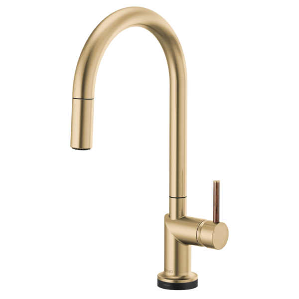 BRIZO 64075LF SmartTouch Pull-Down Kitchen Faucet with Arc Spout - Wood Lever Handle