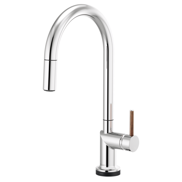 BRIZO 64075LF SmartTouch Pull-Down Kitchen Faucet with Arc Spout - Wood Lever Handle