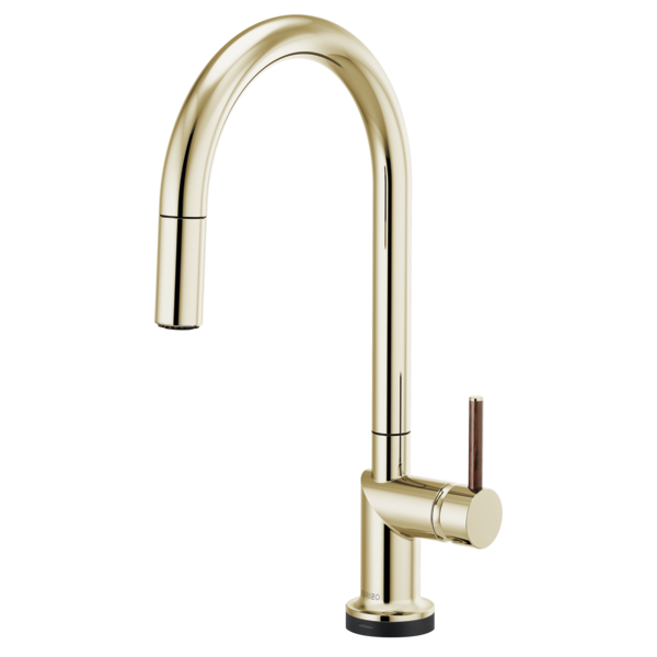 BRIZO 64075LF SmartTouch Pull-Down Kitchen Faucet with Arc Spout - Wood Lever Handle