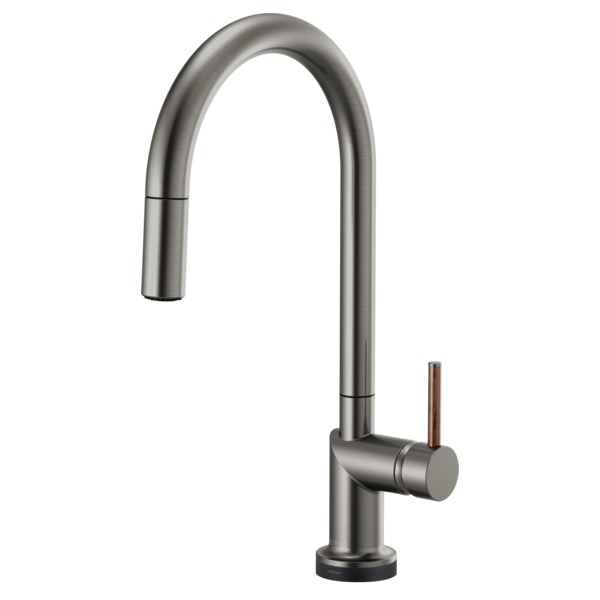 BRIZO 64075LF SmartTouch Pull-Down Kitchen Faucet with Arc Spout - Wood Lever Handle