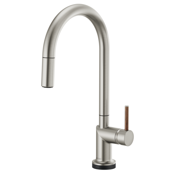 BRIZO 64075LF SmartTouch Pull-Down Kitchen Faucet with Arc Spout - Wood Lever Handle