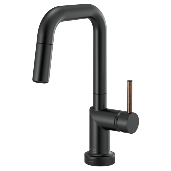 BRIZO 64965LF SmartTouch Pull-Down Prep Kitchen Faucet with Square Spout - Wood Lever Handle